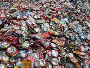 aluminum cans crushed for recycling