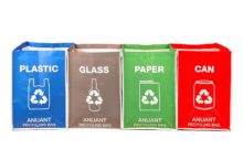 glass paper plastic aluminum recycle bins