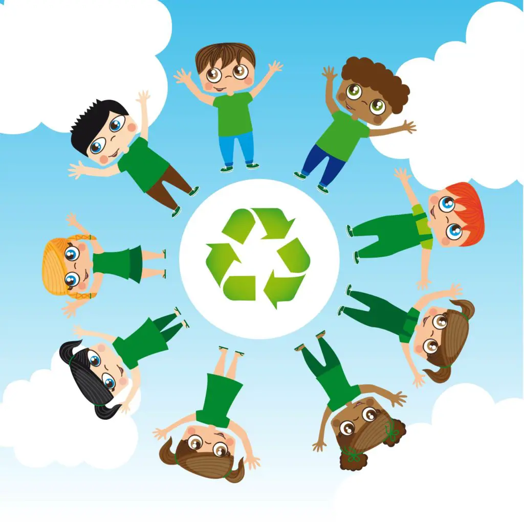 ring of kids around recycle symbol